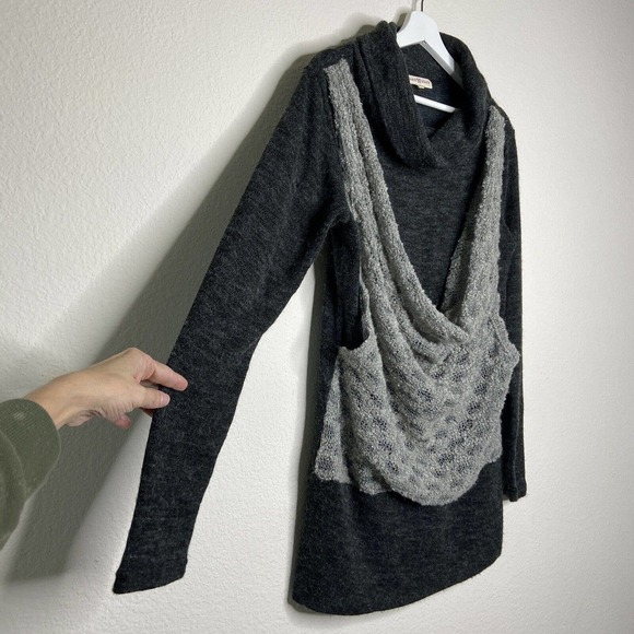 Altar'd State Cowl Neck Charcoal Sweater Tunic Sz M - Picture 6 of 9